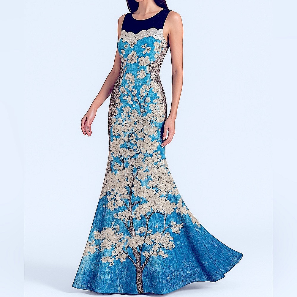 ❤️ BCBGMaxAzria Blue and White Floral Sleeveless Long Maxi Dress Size 4